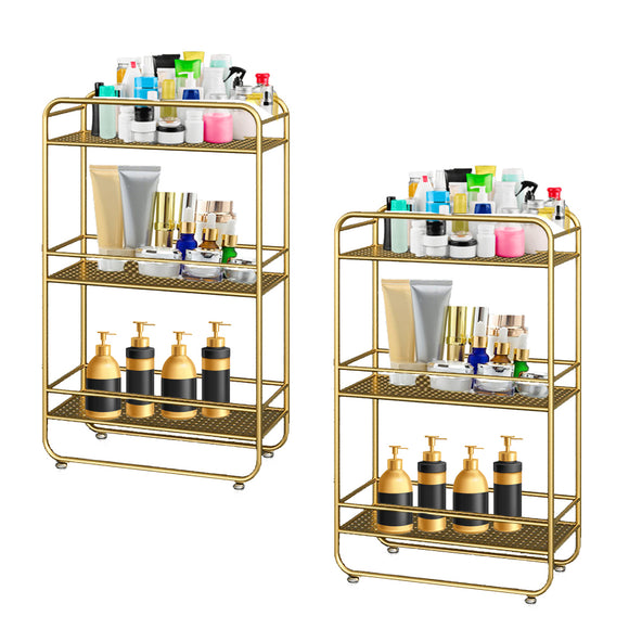 NNEAGS 2X 3 Tier Rectangular Bathroom Shelf Multifunctional Storage Display Rack Organiser