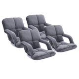 NNEAGS 4X Foldable Lounge Cushion Adjustable Floor Lazy Recliner Chair with Armrest Grey