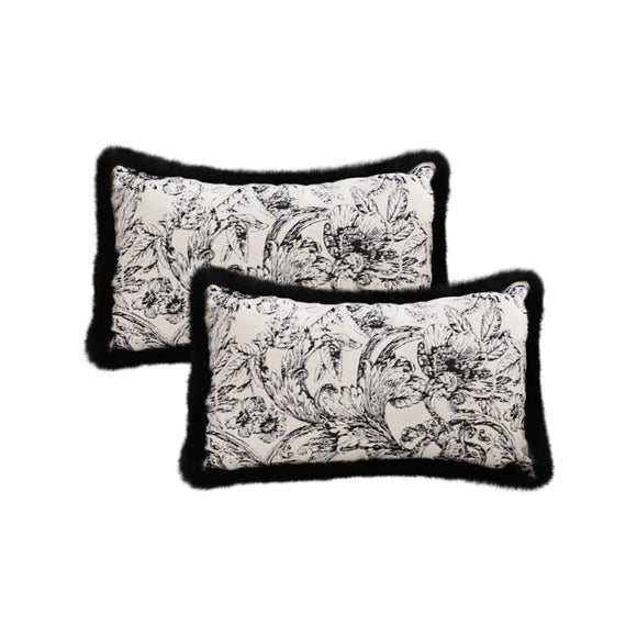NNEAGS 2X 35cm Elegant Decorative Luxury Victorian Rose French Embroidery Throw Pillow