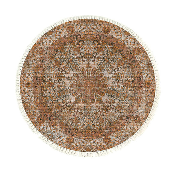 NNEAGS 120cm Mandala Pattern Circle Area Rugs for Living Room Lounge, Anti-slip Doormat, Home Decor