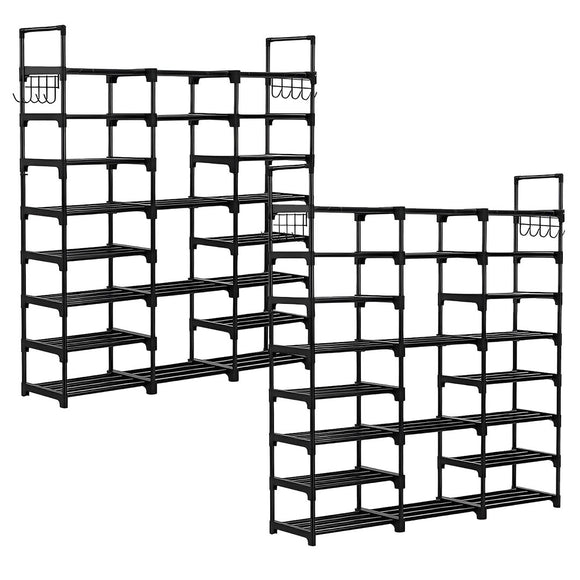 NNEAGS 2X 21-Shelf Tier Shoe Storage Shelf Space-Saving Caddy Rack Organiser with Handle