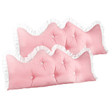 NNEAGS 2X 180cm Pink Princess Bed Pillow Headboard Backrest Bedside Tatami Sofa Cushion with Ruffle Lace Home Decor