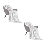 NNEAGS 2X White Acrylic Knitted Throw Blanket Solid Fringed Warm Cozy Woven Cover Couch Bed Sofa Home Decor