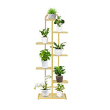 NNEAGS 7 Tier 8 Pots Gold Metal Plant Stand Flowerpot Display Shelf Rack Indoor Home Office Decor