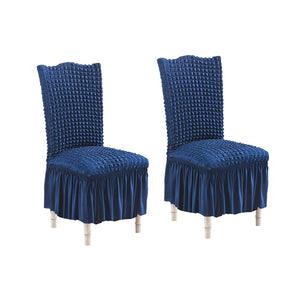 NNEAGS 2X Blue Chair Cover Seat Protector with Ruffle Skirt Stretch Slipcover Wedding Party Home Decor