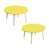 NNEAGS 2X Yellow Portable Floor Table Small Round Space-Saving Mini Desk Home Decor