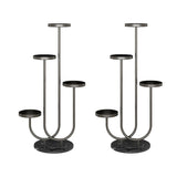 NNEAGS 2X U Shaped Plant Stand Round Flower Pot Tray Living Room Balcony Display Black Metal Decorative Shelf