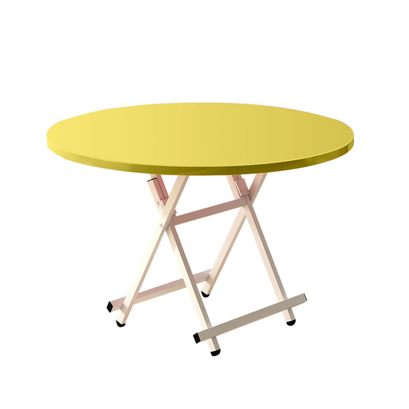 NNEAGS Yellow Dining Table Portable Round Surface Space Saving Folding Desk Home Decor