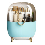 NNEAGS Blue Transparent Countertop Makeup Organiser Cosmetic Storage Waterproof Dustproof Bathroom Skincare Holder with Lid