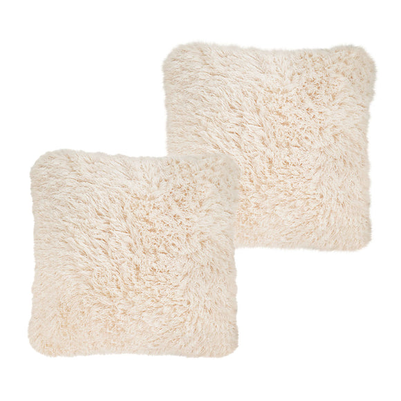 NNEAGS 2X 50CM Beige Pillow Plush Sofa Cushion, Soft Fabric, Modern Couch Velvet, Decorative Throw Pillow