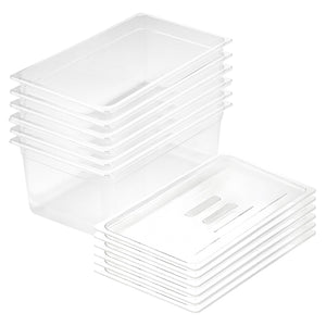 NNEAGS 200mm Clear Gastronorm GN Pan 1/1 Food Tray Storage Bundle of 6 with Lid