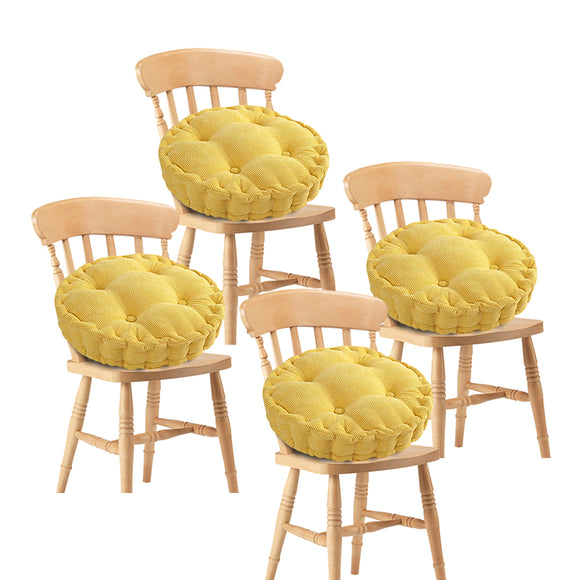 NNEAGS 4X Yellow Round Cushion Soft Leaning Plush Backrest Throw Seat Pillow Home Office Decor