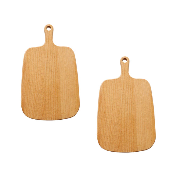 NNEAGS 2X 33cm Brown Rectangle Wooden Serving Tray Chopping Board Paddle with Handle Home Decor