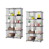 NNEAGS 2X Black Portable 8-Cube Storage Organiser Foldable DIY Modular Grid Space Saving Shelf