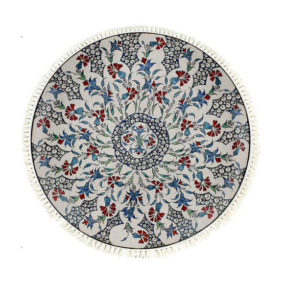 NNEAGS 120cm Mandala Area Rug for Living Room Lounge, Bedroom, Anti-slip Doormat, Home Decor