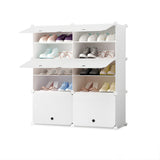 NNEAGS 5 Tier 2 Column White Shoe Rack Organizer Sneaker Footwear Storage Stackable Stand Cabinet Portable Wardrobe with Cover