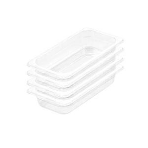 NNEAGS 65mm Clear Gastronorm GN Pan 1/3 Food Tray Storage Bundle of 4