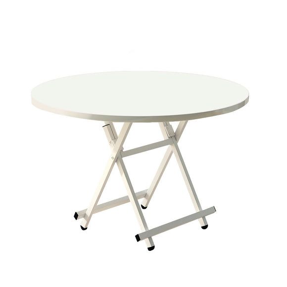 NNEAGS White Dining Table Portable Round Surface Space Saving Folding Desk Home Decor
