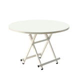 NNEAGS White Dining Table Portable Round Surface Space Saving Folding Desk Home Decor