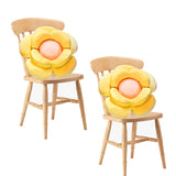 NNEAGS 2X  Yellow Double Flower Shape Cushion Soft Bedside Floor Plush Pillow Home Decor