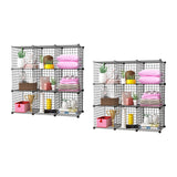 NNEAGS 2X Black Portable 9-Cube Storage Organiser Foldable DIY Modular Grid Space Saving Shelf