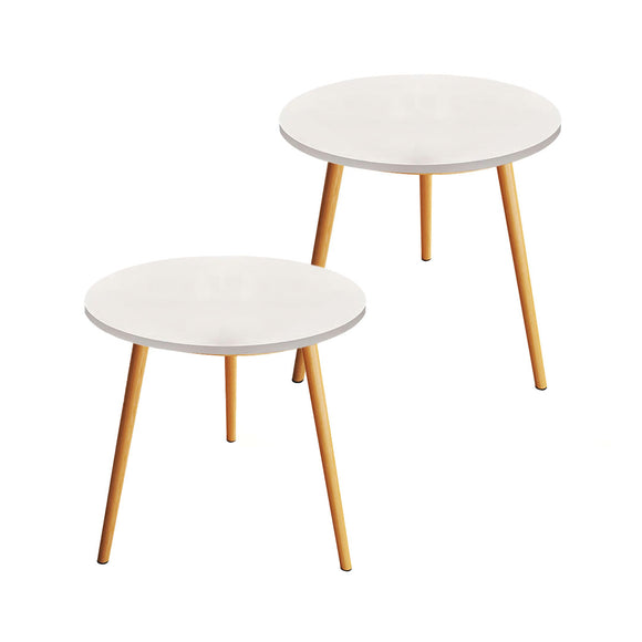 NNEAGS 2X 60x72cm White Small Side Coffee Table Living Room Balcony Home D?cor Style