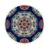NNEAGS 90cm Round Rug Bohemian Circle Area Rug with Bohemian Geometric Pattern, Anti-slip Doormat, Home Decor