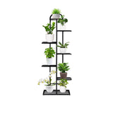 NNEAGS 7 Tier 8 Pots Black Metal Plant Stand Flowerpot Display Shelf Rack Indoor Home Office Decor