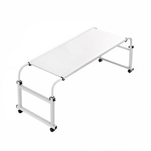 NNEAGS 120x45cm White Cross Bed Movable Desk Table w/ Adjustable Length & Height