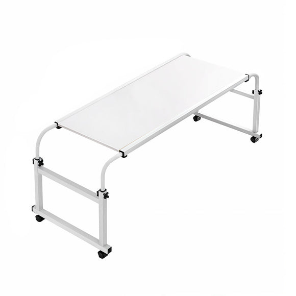 NNEAGS 120x45cm White Cross Bed Movable Desk Table w/ Adjustable Length & Height