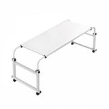 NNEAGS 120x45cm White Cross Bed Movable Desk Table w/ Adjustable Length & Height