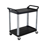 NNEAGS 2 Tier Food Trolley Portable Kitchen Cart Multifunctional Big Utility Service with wheels 950x500x640mm Black