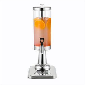 NNEAGS Single 3L Silver Stainless Steel Beverage Dispenser Ice Cylinder Clear Juicer Hot Cold Water Jug