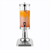 NNEAGS Single 3L Silver Stainless Steel Beverage Dispenser Ice Cylinder Clear Juicer Hot Cold Water Jug