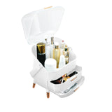 NNEAGS 29cm White Countertop Makeup Cosmetic Storage Organiser Skincare Holder Jewelry Storage Box with Handle