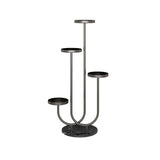 NNEAGS U Shaped Plant Stand Round Flower Pot Tray Living Room Balcony Display Black Metal Decorative Shelf