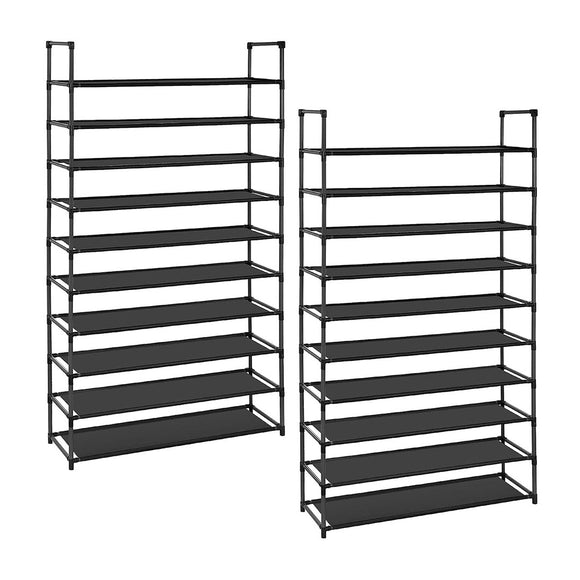 NNEAGS 2X 10 Tier Shoe Storage Shelf Space-Saving Caddy Rack Organiser with Handle