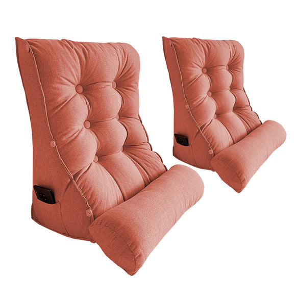 NNEAGS 2X 45cm Peach Triangular Wedge Lumbar Pillow Headboard Backrest Sofa Bed Cushion Home Decor