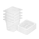 NNEAGS 150mm Clear Gastronorm GN Pan 1/6 Food Tray Storage Bundle of 4 with Lid