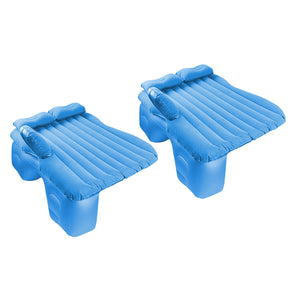NNEAGS 2X Blue Stripe Inflatable Car Mattress Portable Camping Rest Air Bed Travel Compact Sleeping Kit Essentials