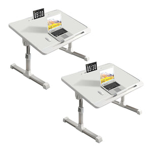 NNEAGS 2X 60X40cm White Small Laptop Bed Portable Foldable Study Table Adjustable
