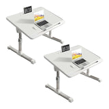 NNEAGS 2X 60X40cm White Small Laptop Bed Portable Foldable Study Table Adjustable