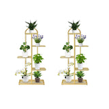 NNEAGS 2X 5 Tier 6 Pots Gold Metal Plant Stand Flowerpot Display Shelf Rack Indoor Home Office Decor