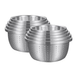 NNEAGS 2X Stainless Steel Nesting Basin Colander Perforated Kitchen Sink Washing Bowl Metal Basket Strainer Set of 5