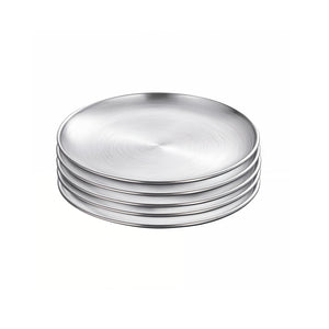 NNEAGS 20cm Premium Silver Grilling Plate - Durable, Heat-Resistant, Perfect for BBQs and Outdoor Cooking Kitchen Essential