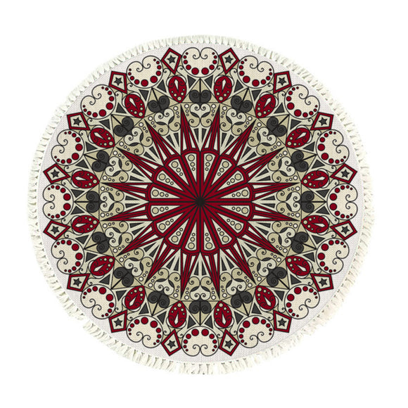 NNEAGS 120cm Mandala Modern Ethnic Tassel Print Anti-slip Doormat, Home Decor