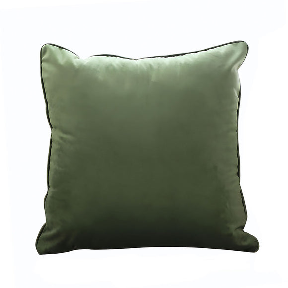 NNEAGS 45cm Subtle Army Green Foliage Velvet Square Throw Pillow