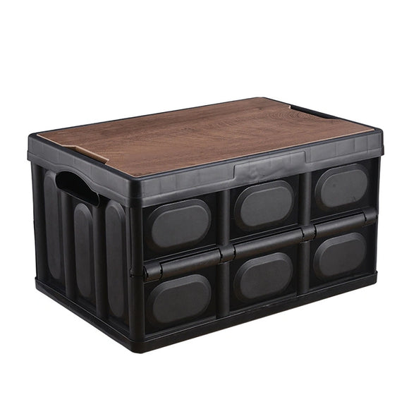 NNEAGS 52.5x35.5cm 55L Black Car & Camping Foldable Storage Box Crate Stackable Container No Handle