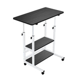 NNEAGS 40x80cm Black Bedside Table Movable Bedroom Desk Student Computer Table