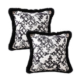 NNEAGS 2X 45cm Vintage Black Herringbone Pillowcase Set & Square Throw Pillow